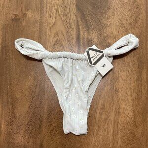 RVCA Womens Bikini Bottoms NWT Size Small Darling Wide Slide Skimpy Grey Floral